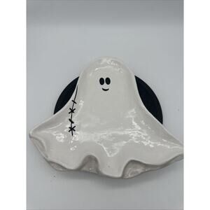 Vintage 2019 Hobby Lobby Halloween Ceramic White Ghost Plate EUC